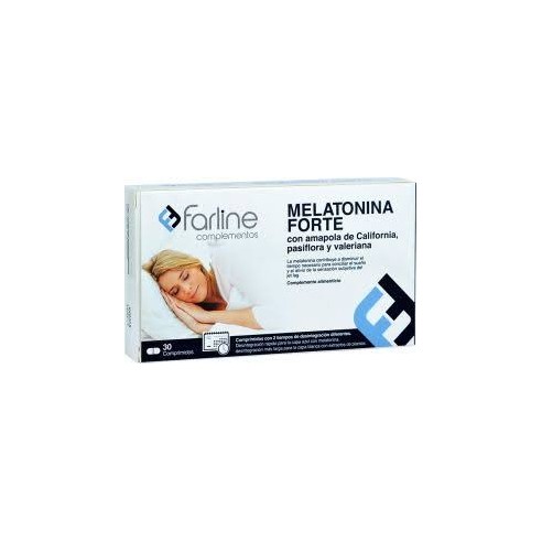 FARLINE COMPLEMENTOS MELATONINA FORTE CON AMAPOLA DE CALIFORNIA, PASIFLORA Y VALERIANA  30 COMPR