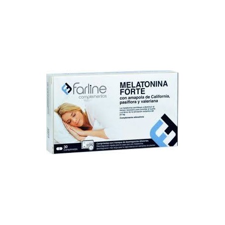 FARLINE COMPLEMENTOS MELATONINA FORTE CON AMAPOLA DE CALIFORNIA, PASIFLORA Y VALERIANA  30 COMPR