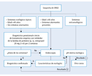 Algoritmo de tratamiento acidez estómago o pirosis y reflujo gastroesofágico (ERGE)